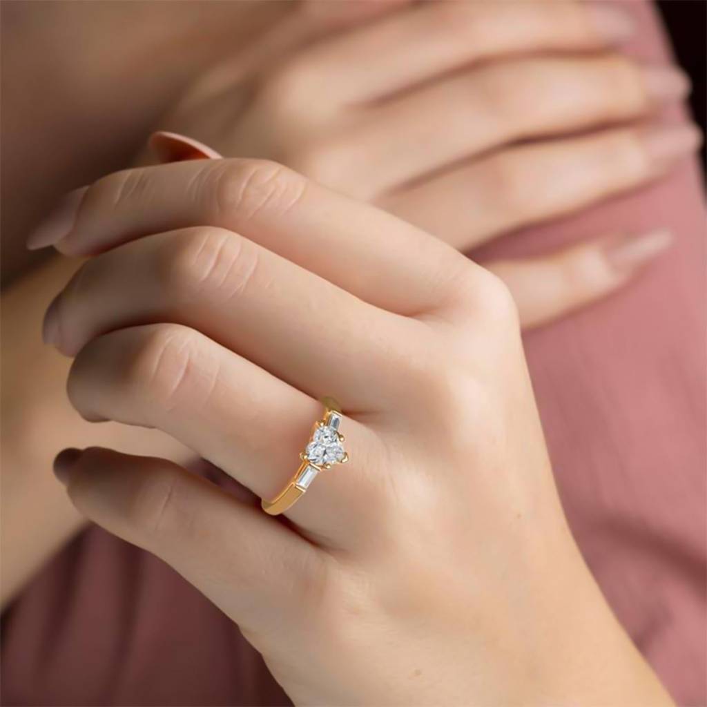 1 Carat Moissanite Lyra Modern Heart And Baguette Ring : ZLM10088_10