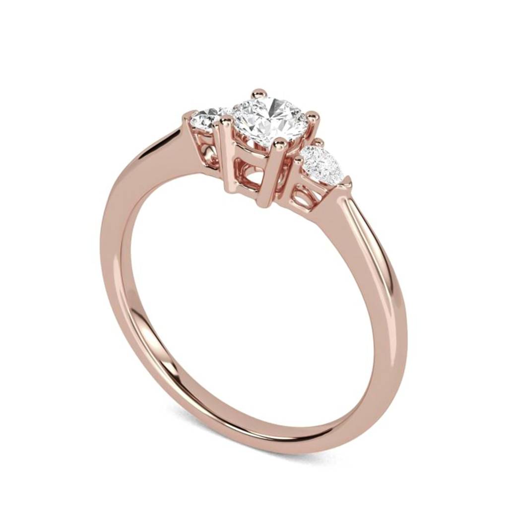1Ct Moissanite Vega Round And Pear Trilogy Ring : ZLM10090_10