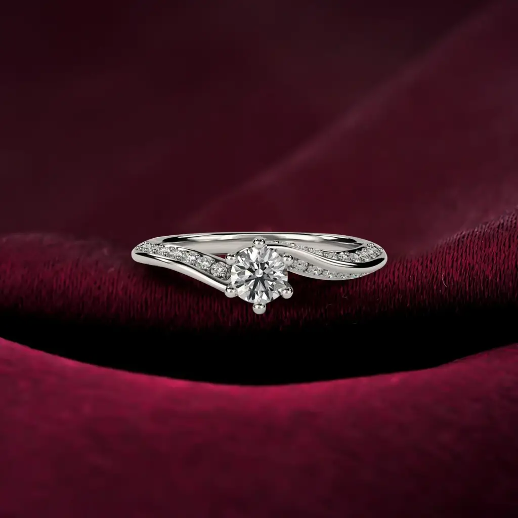 0.75 Carat Moissanite Willow Round Engagement Ring : ZLM10091_10