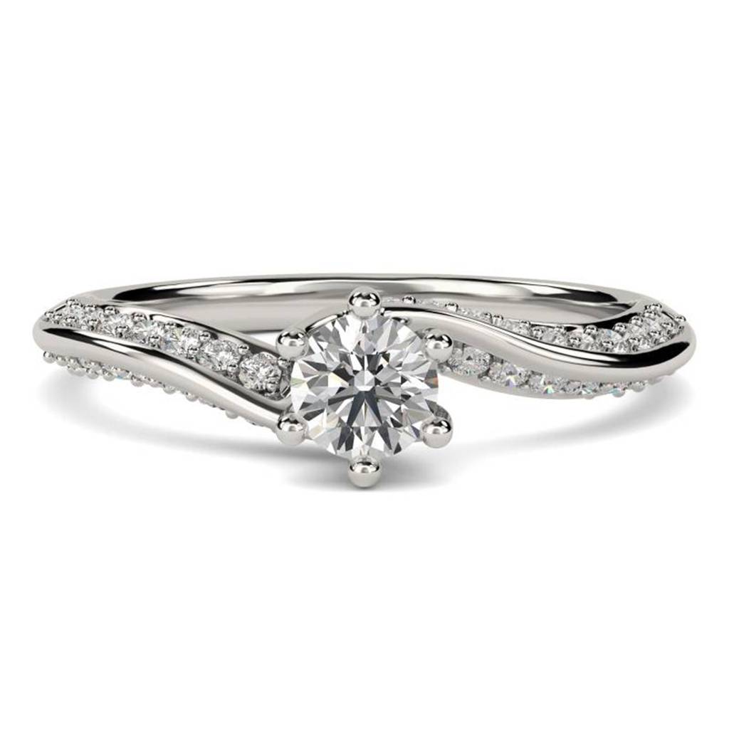 0.75 Carat Moissanite Willow Round Engagement Ring : ZLM10091_10