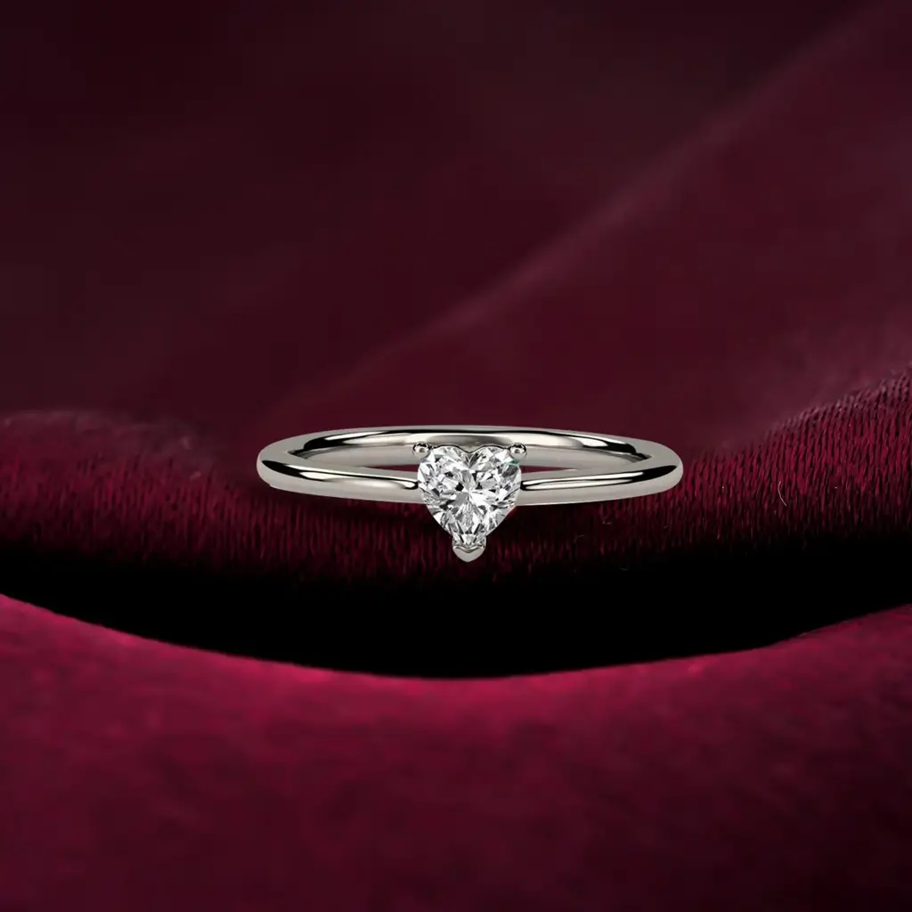 0.50 Carat Moissanite Blush Heart Minimalist Ring : ZLM10100_10