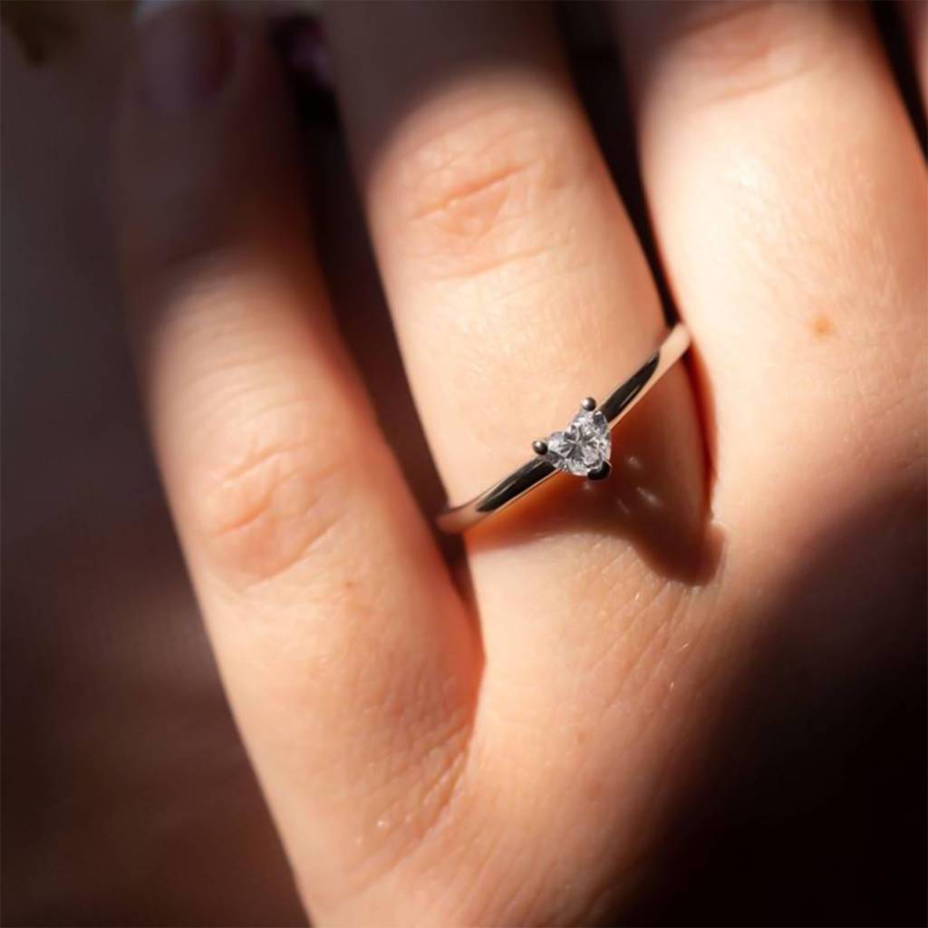 0.50 Carat Moissanite Blush Heart Minimalist Ring : ZLM10100_10