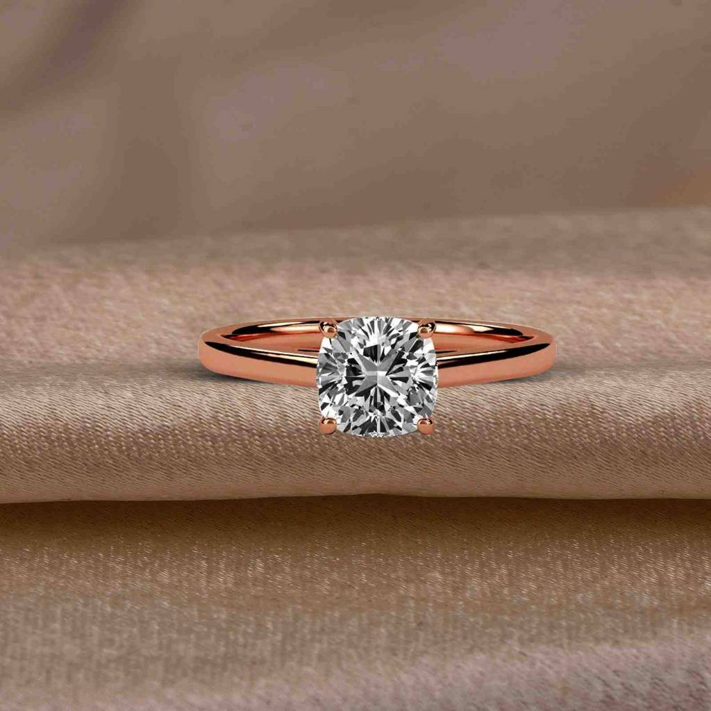 1 Carat Moissanite Solo Cushion Ring : ZLM10101_10