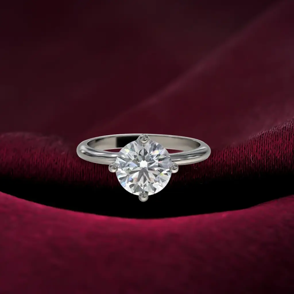 0.50 Carat Round Moissanite Centered Ring : ZLM10103_10