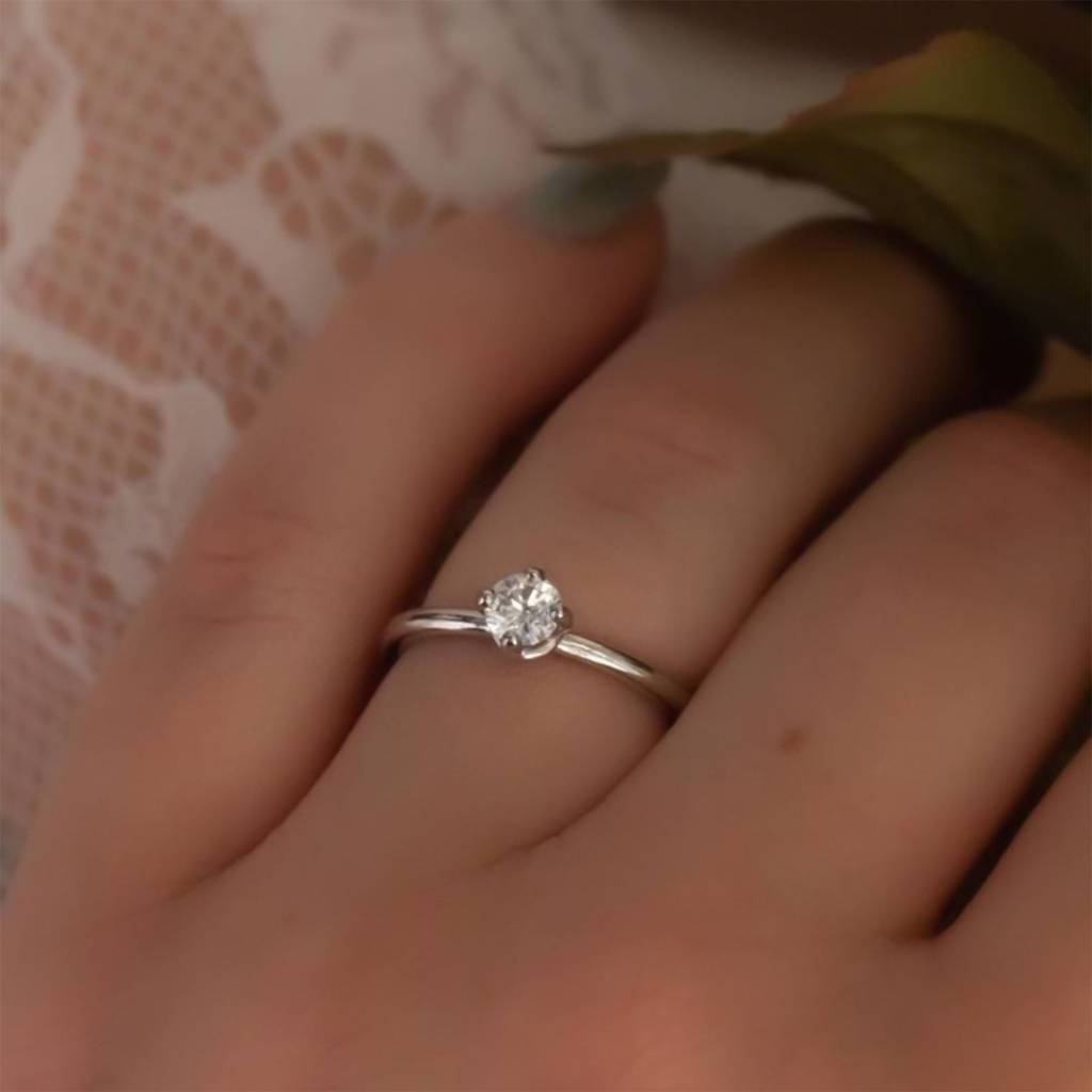 0.50 Carat Round Moissanite Centered Ring : ZLM10103_10