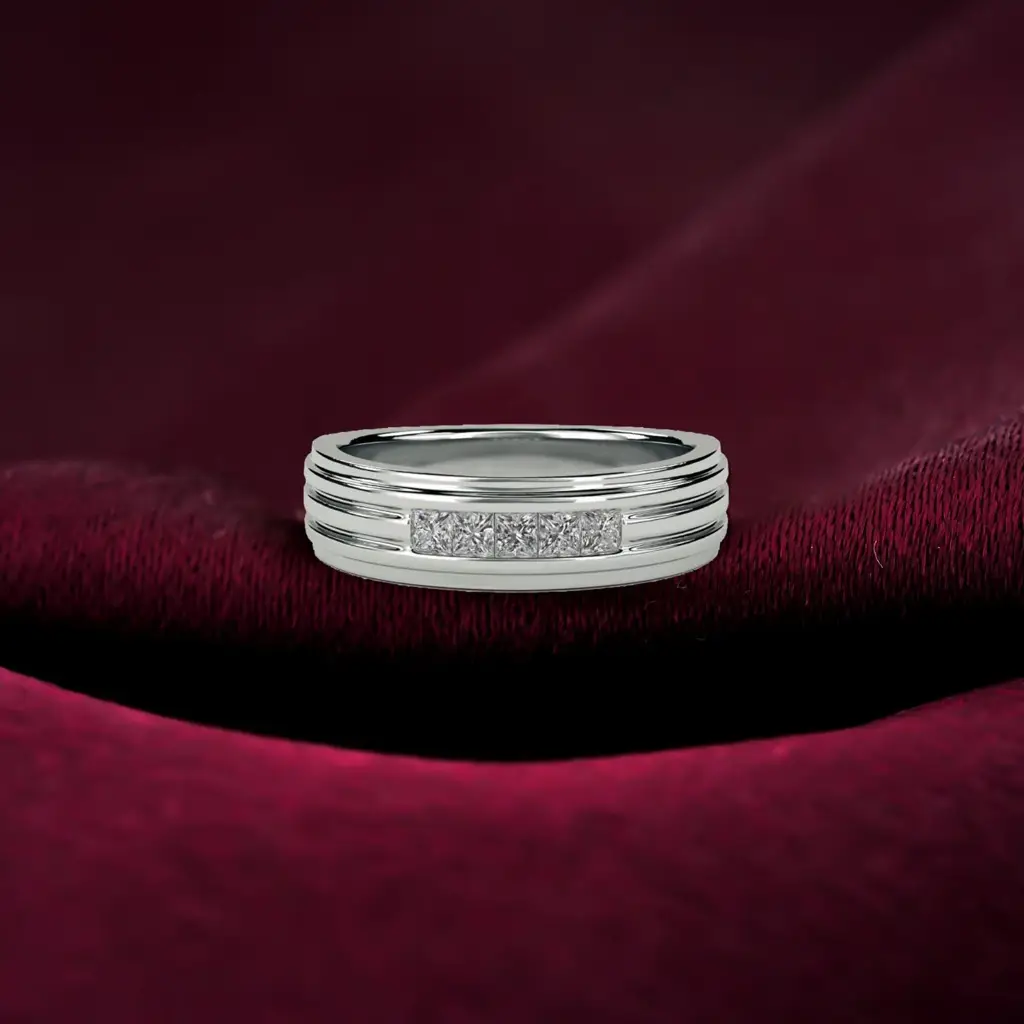 0.50 Carat Princess Moissanite Longing Men'S Band : ZLM10113_10