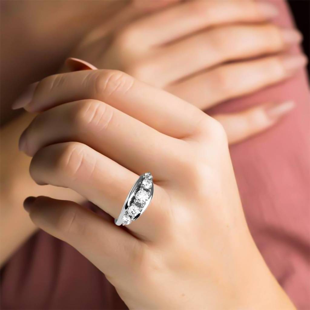 1.50 Carat Dandelion Moissanite Half Eternity Ring : ZLM10114_10