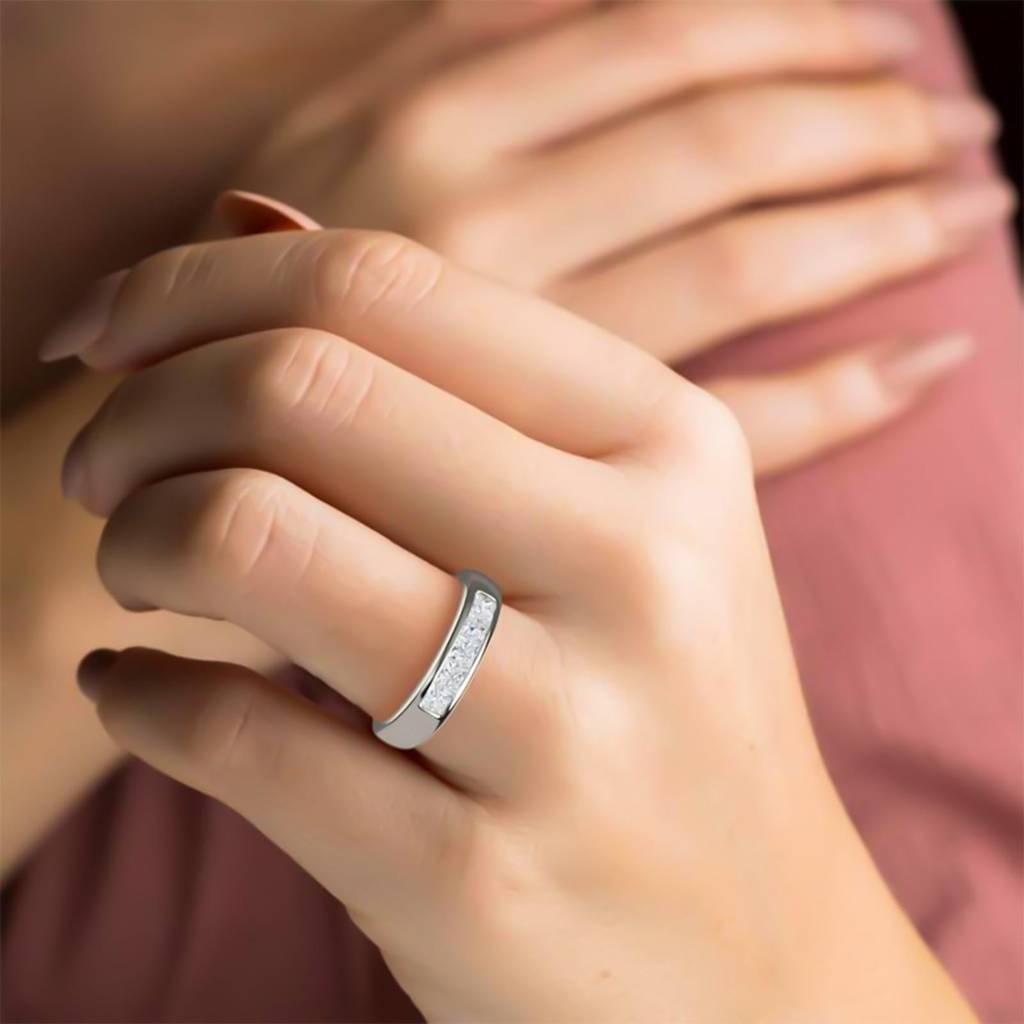 1 Carat Princess Moissanite Pladino Band Ring : ZLM10115_10