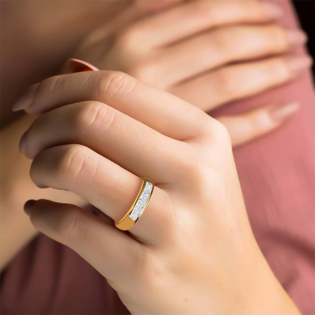 1 Carat Princess Moissanite Pladino Band Ring : ZLM10115_10