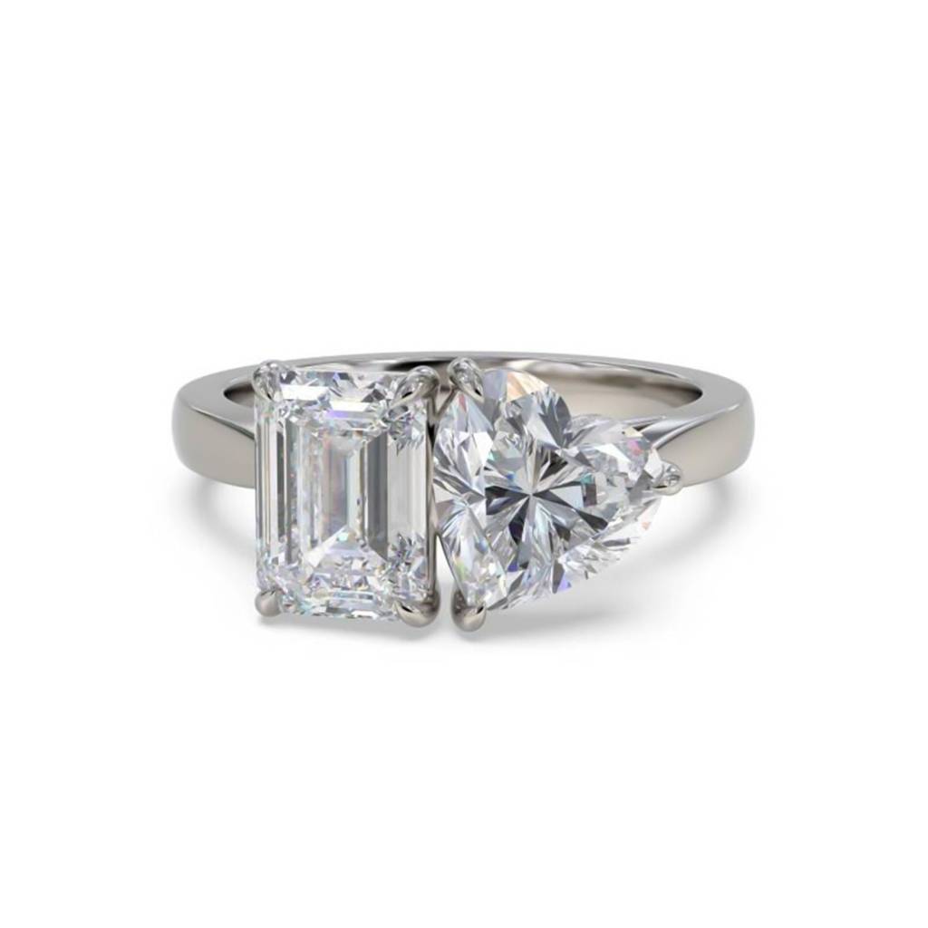 2 Carat Romantic Emerald & Heart Moissanite Ring For Women : ZLM10119_10