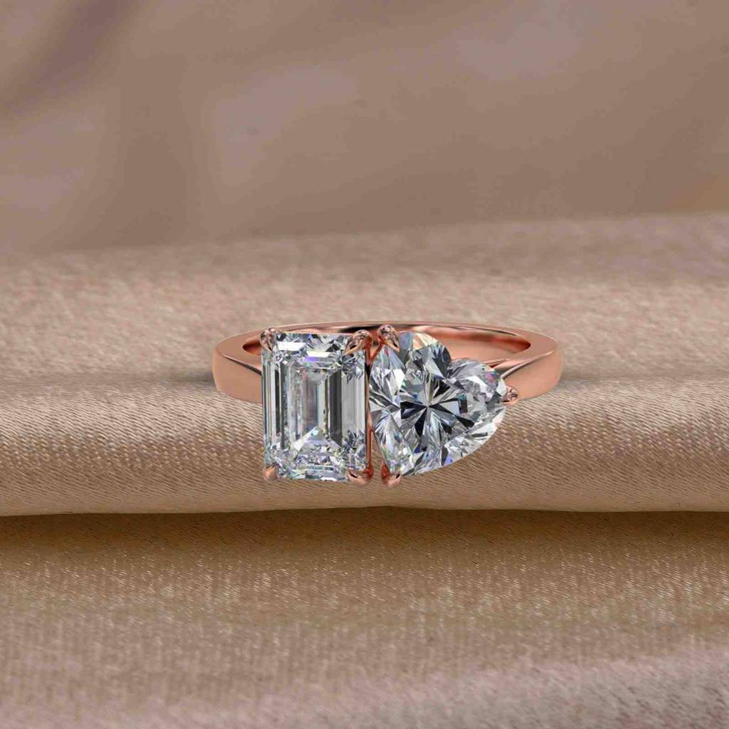 2 Carat Romantic Emerald & Heart Moissanite Ring For Women : ZLM10119_10