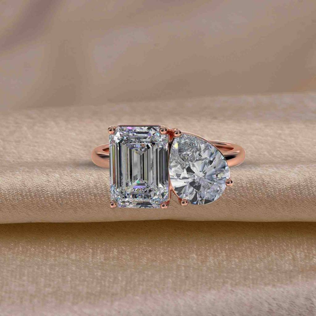 2 Carat Eternal Emerald & Pear Moissanite Ring For Her : ZLM10120_10