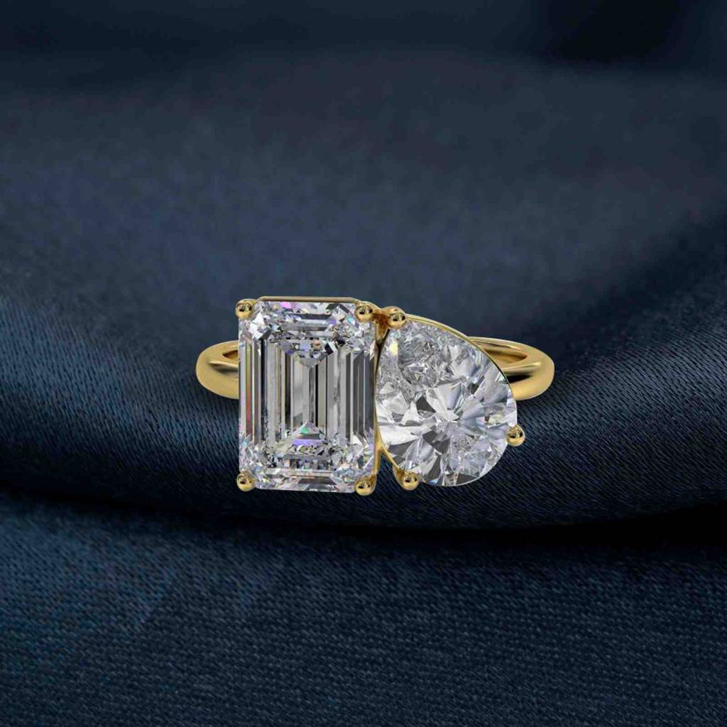 2 Carat Eternal Emerald & Pear Moissanite Ring For Her : ZLM10120_10