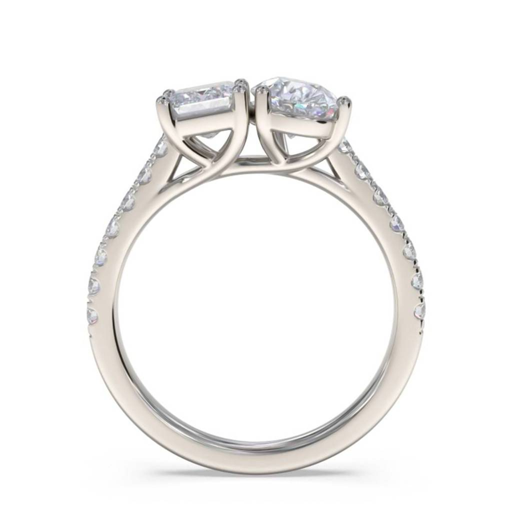 2.10 Carat Emerald & Pear Moissanite Dual Stone Accent Ring : ZLM10121_10