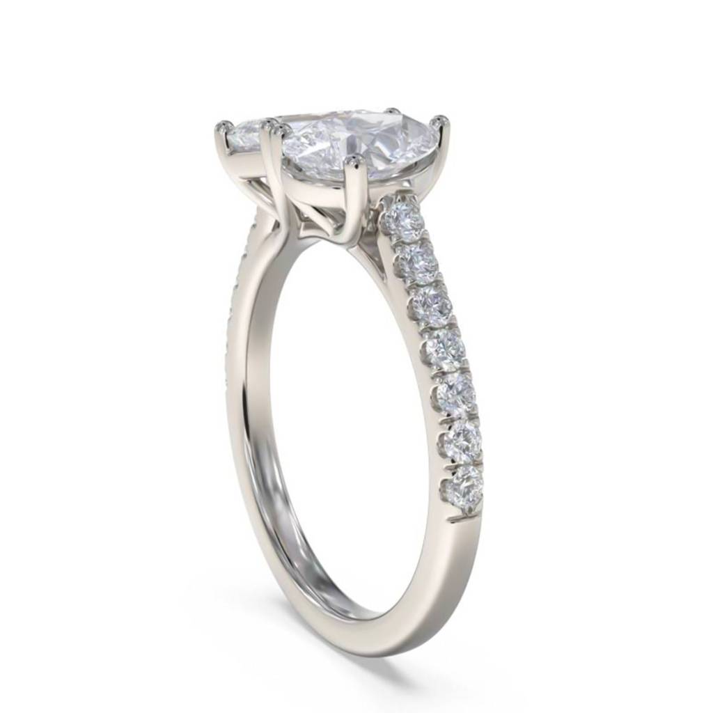 2.10 Carat Emerald & Pear Moissanite Dual Stone Accent Ring : ZLM10121_10