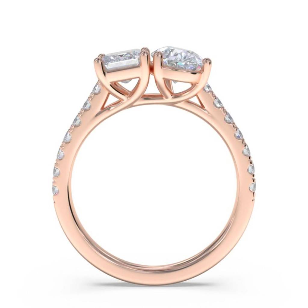 2.10 Carat Emerald & Pear Moissanite Dual Stone Accent Ring : ZLM10121_10