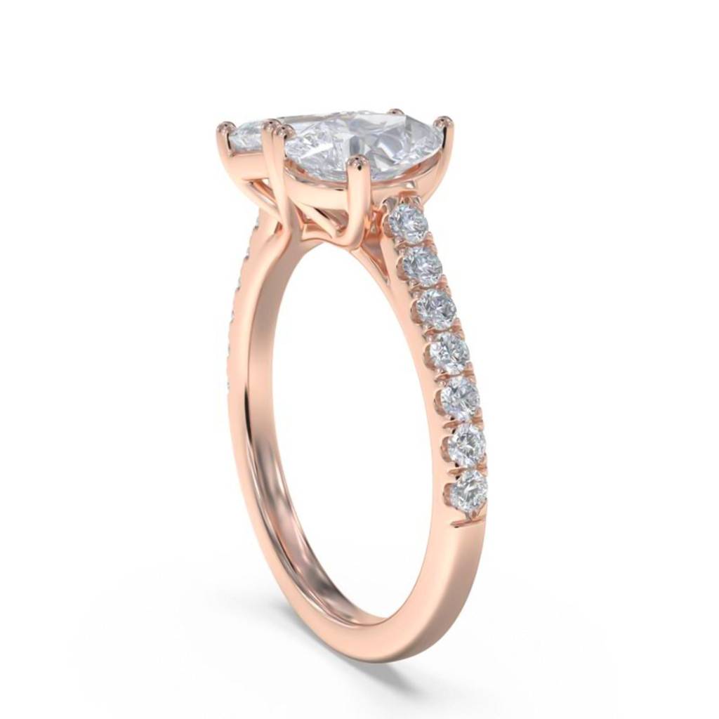 2.10 Carat Emerald & Pear Moissanite Dual Stone Accent Ring : ZLM10121_10