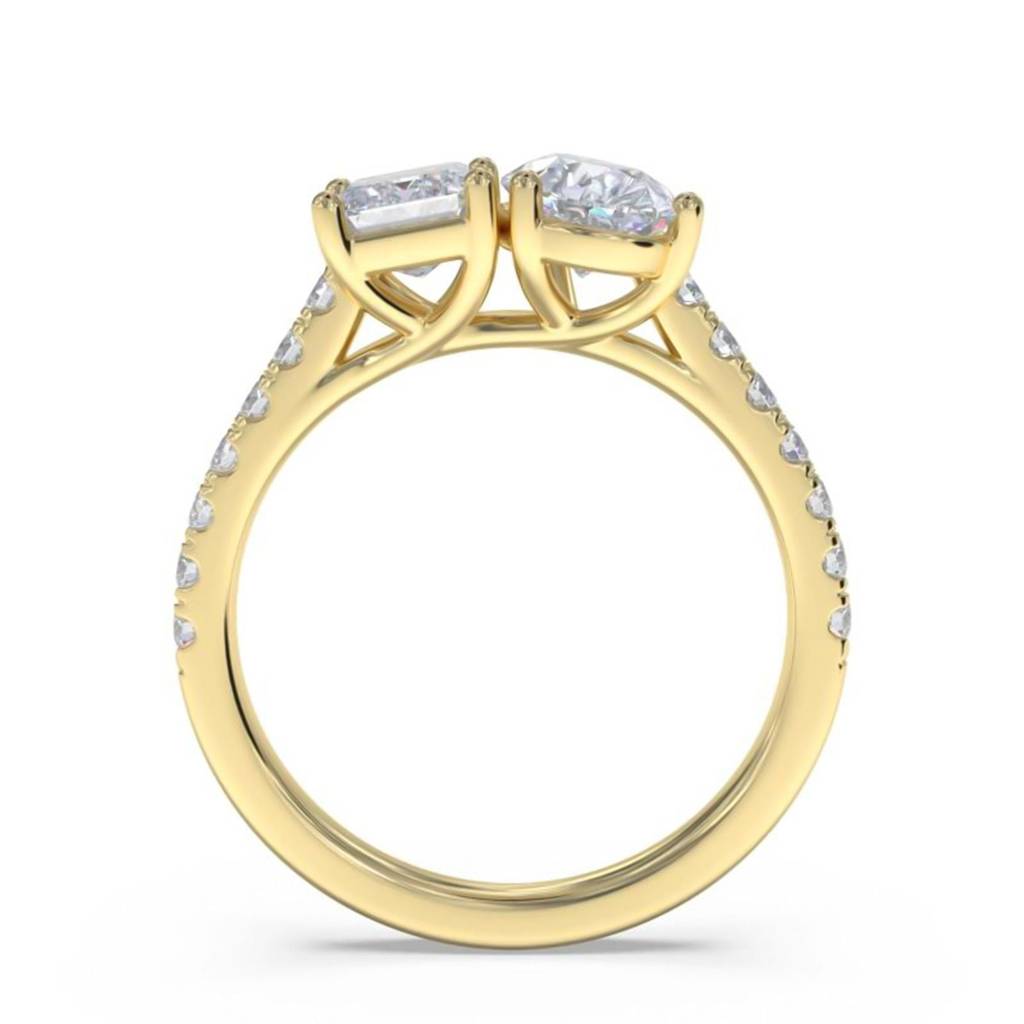 2.10 Carat Emerald & Pear Moissanite Dual Stone Accent Ring : ZLM10121_10