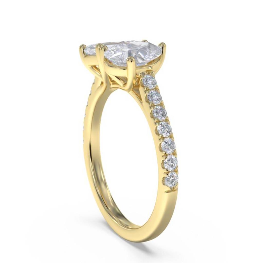 2.10 Carat Emerald & Pear Moissanite Dual Stone Accent Ring : ZLM10121_10