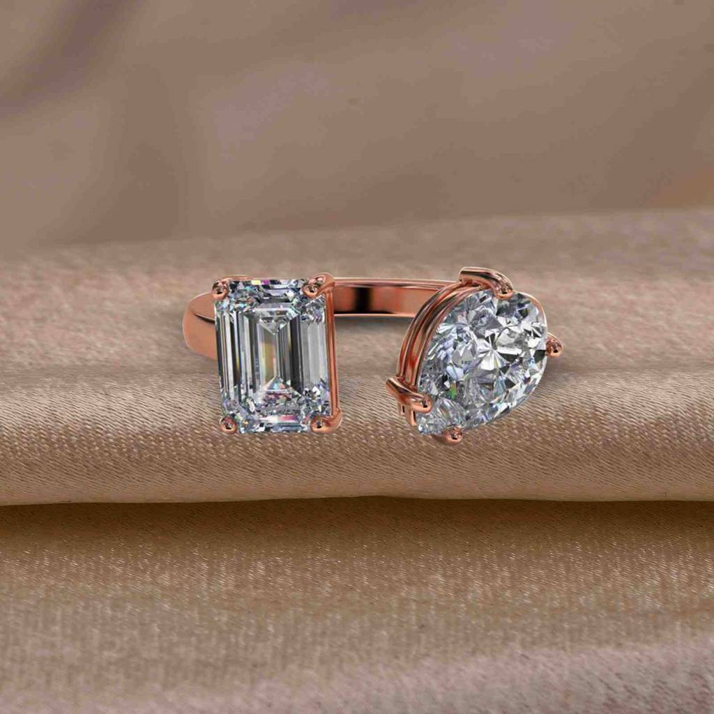 2 Carat Emerald & Pear Moissanite Bear Ring : ZLM10122_10