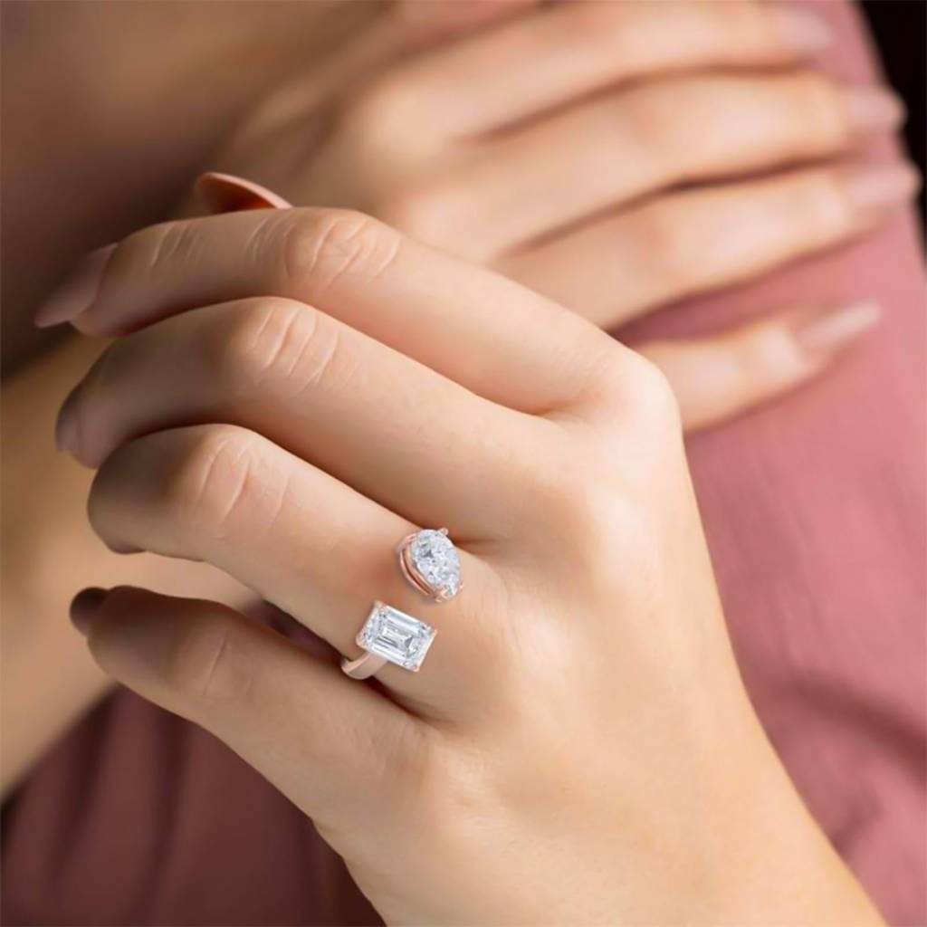 2 Carat Emerald & Pear Moissanite Bear Ring : ZLM10122_10