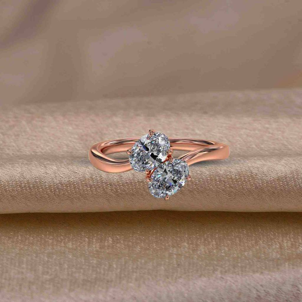 1.50 Carat Oval Two-Stone Moissanite Engagement Ring : ZLM10123_10