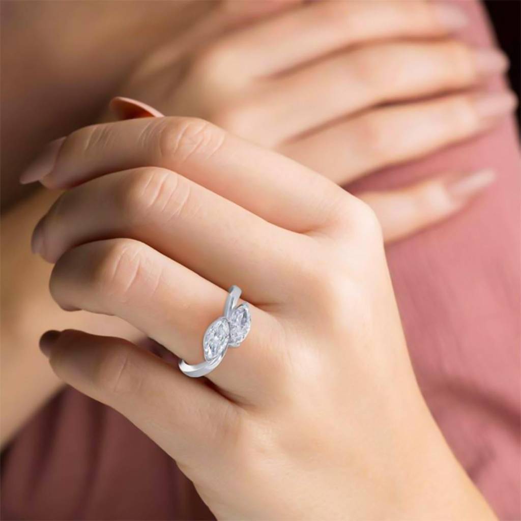 1 Carat Marquise Classy Dual Stone Moissanite Ring : ZLM10124_10