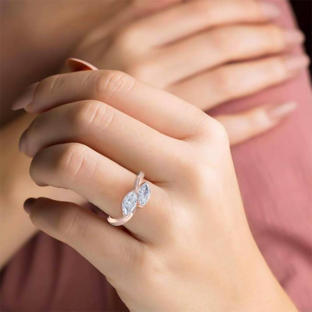 1 Carat Marquise Classy Dual Stone Moissanite Ring : ZLM10124_10