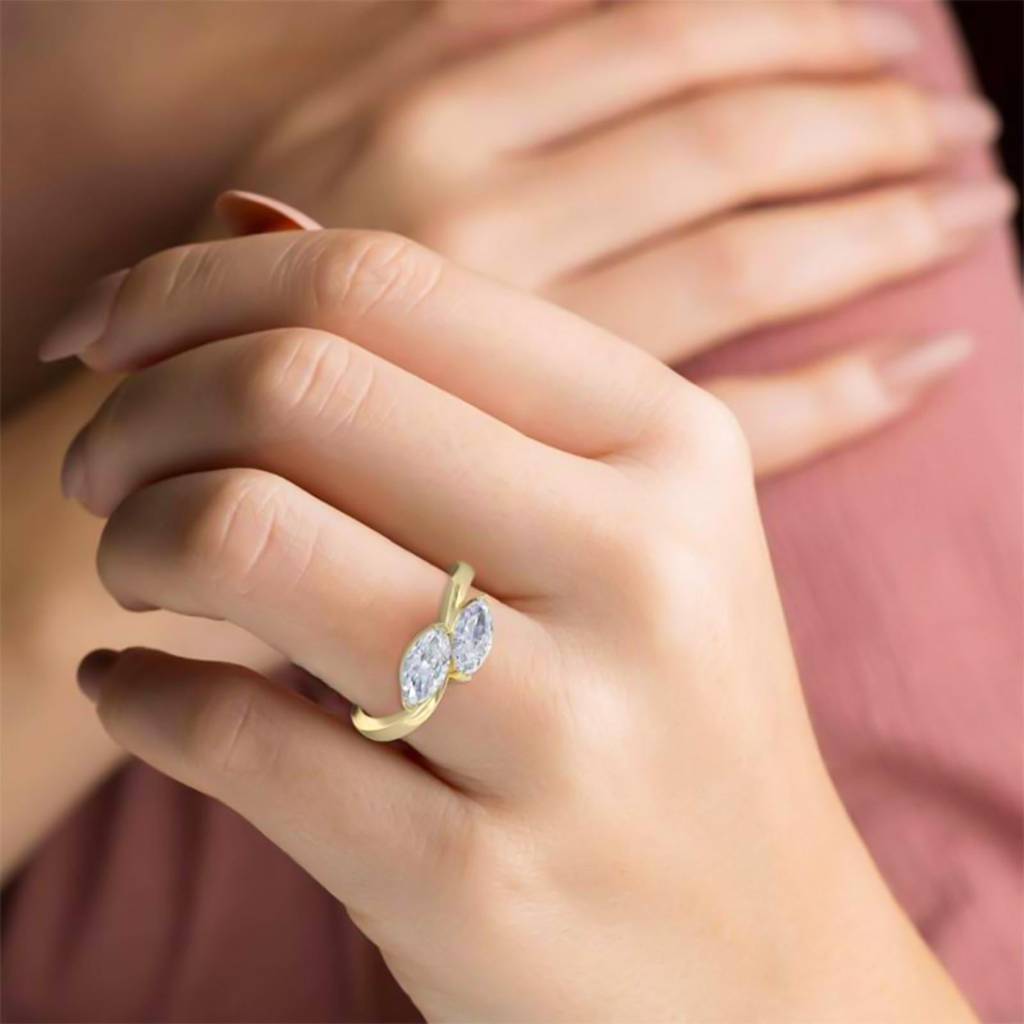 1 Carat Marquise Classy Dual Stone Moissanite Ring : ZLM10124_10