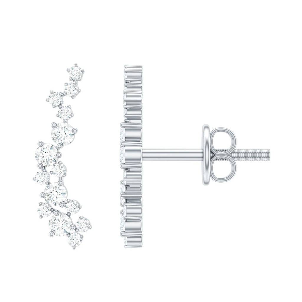 Silver Moissanite Ear Climber Earrings : ZLM10130