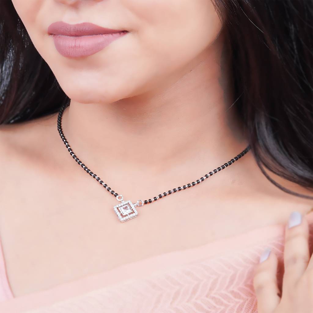 Silver Love Square Mangalsutra : ZLMS-1003