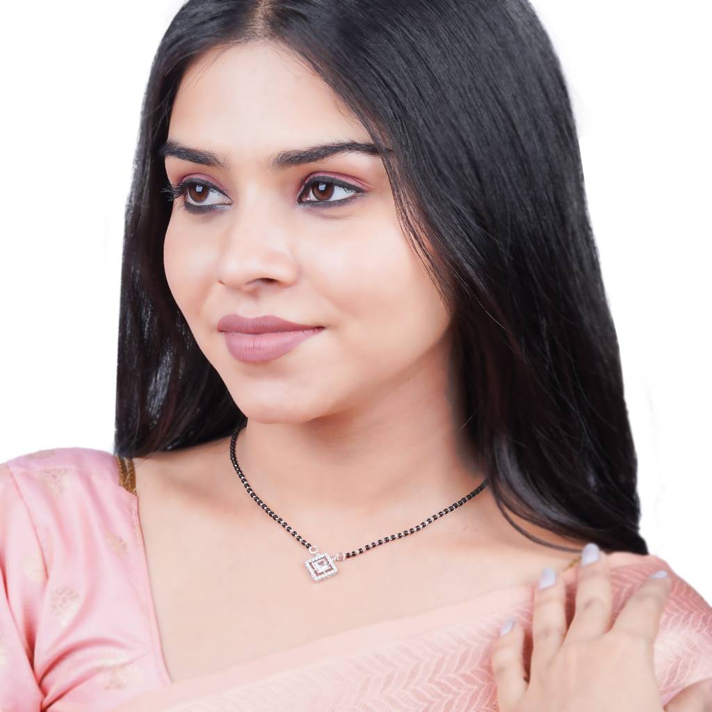 Silver Love Square Mangalsutra : ZLMS-1003