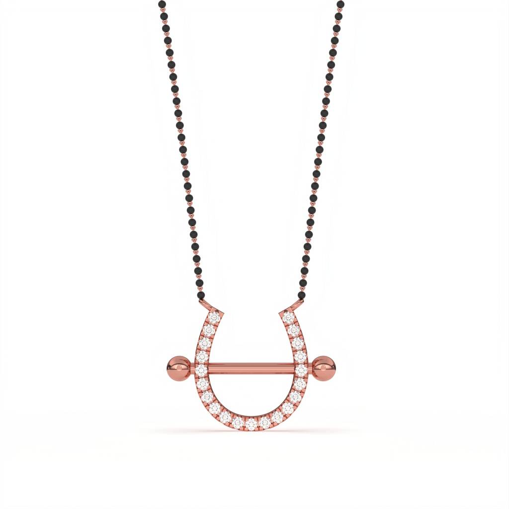 Rose Gold U Bar Mini Mangalsutra : ZLMS-1014R
