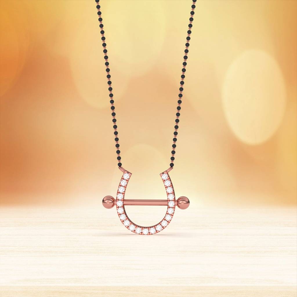 Rose Gold U Bar Mini Mangalsutra : ZLMS-1014R