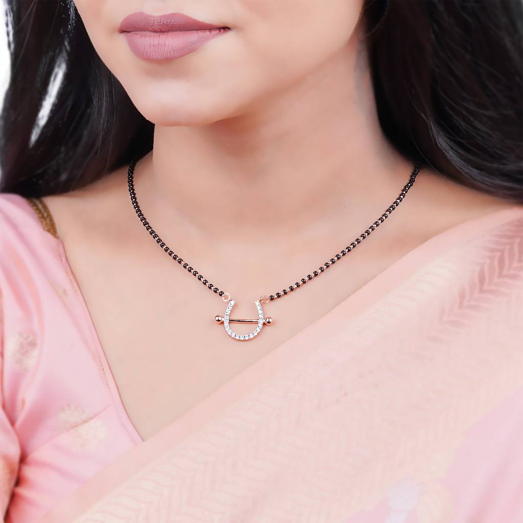 Rose Gold U Bar Mini Mangalsutra : ZLMS-1014R
