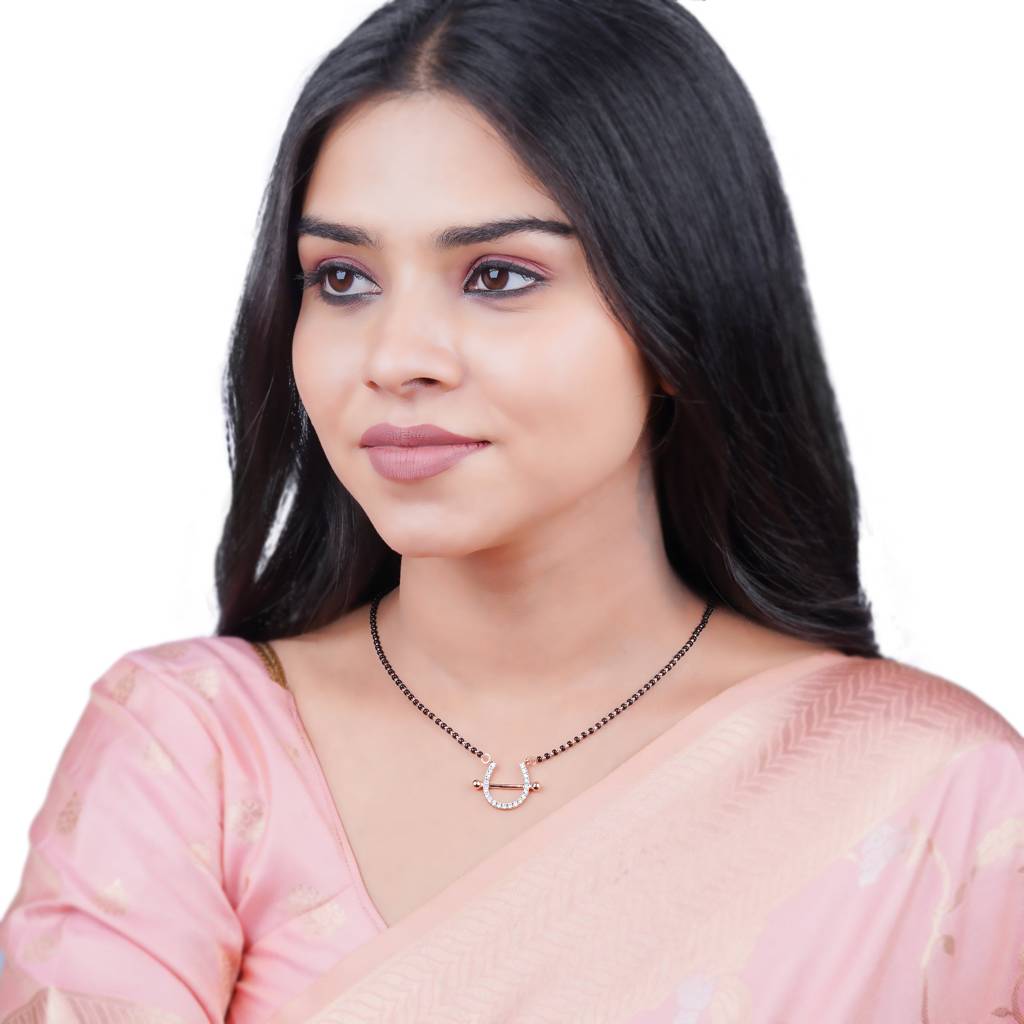 Rose Gold U Bar Mini Mangalsutra : ZLMS-1014R
