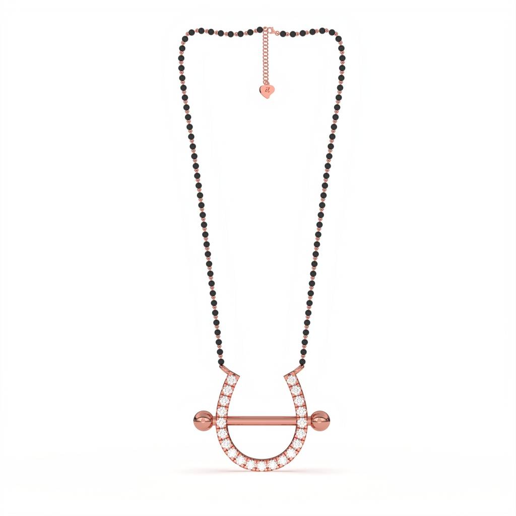 Rose Gold U Bar Mini Mangalsutra : ZLMS-1014R