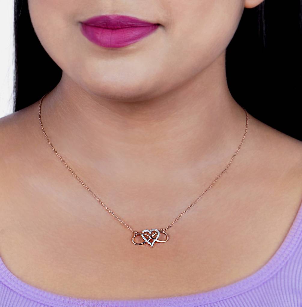 Rose Gold Heart Infinity Necklace : ZLNKL-1002