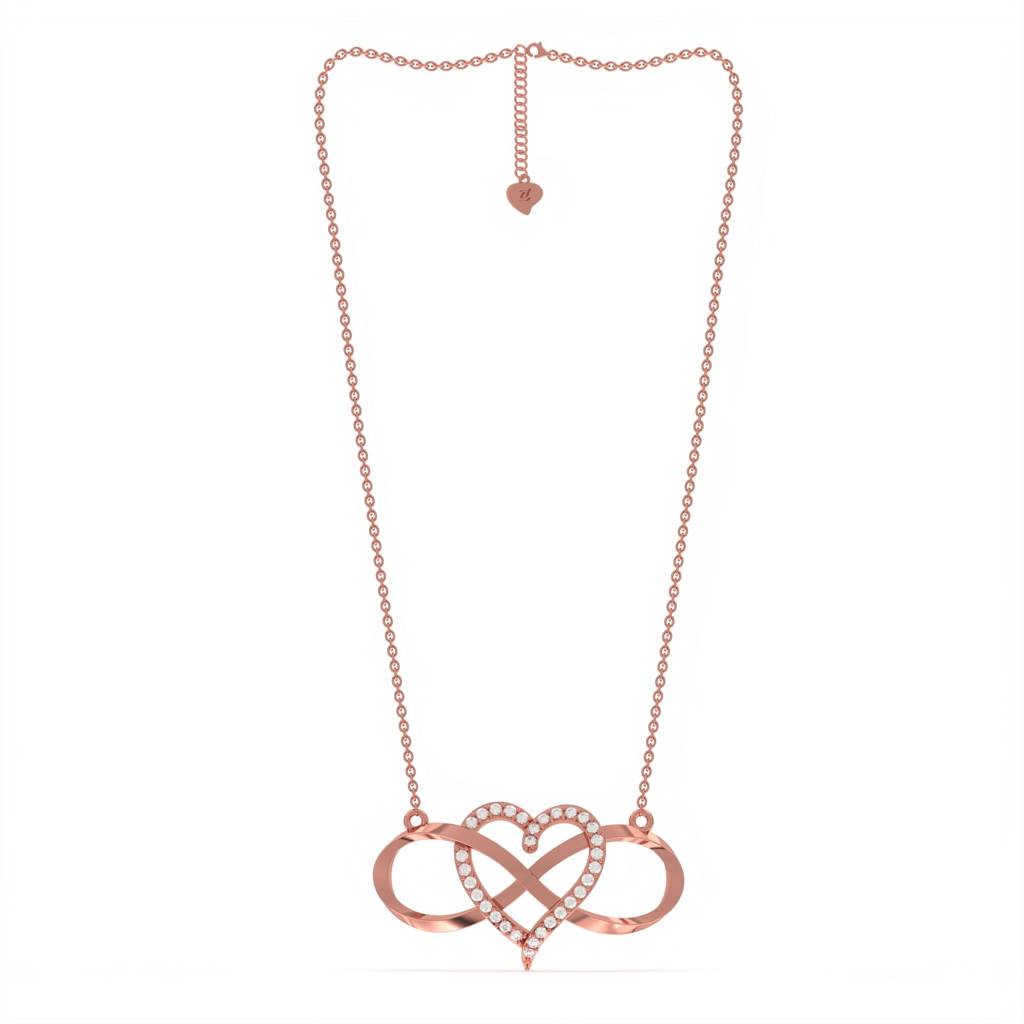 Rose Gold Heart Infinity Necklace : ZLNKL-1002