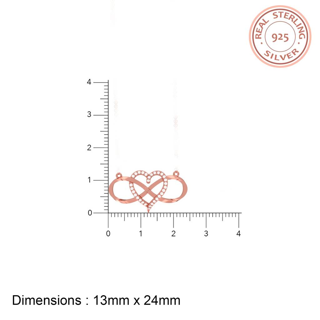 Rose Gold Heart Infinity Necklace : ZLNKL-1002