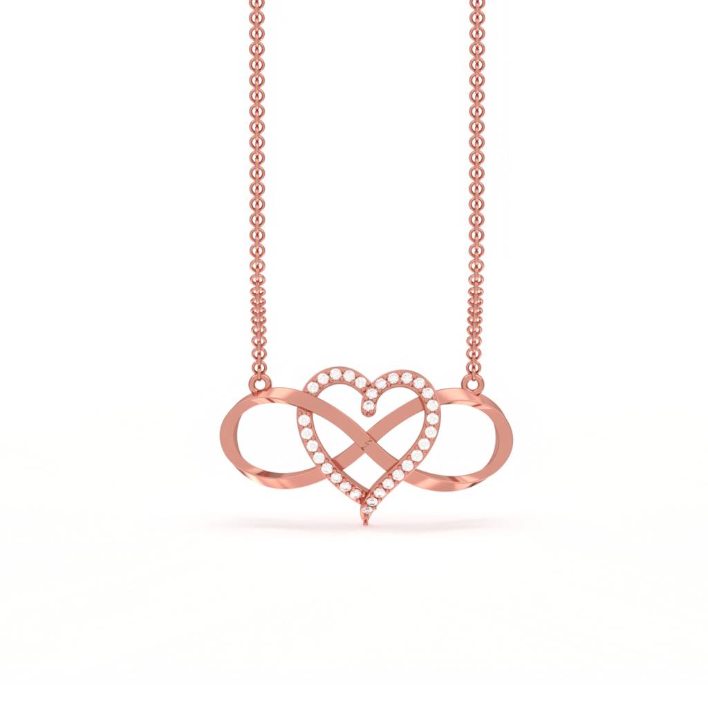 Rose Gold Heart Infinity Necklace : ZLNKL-1002