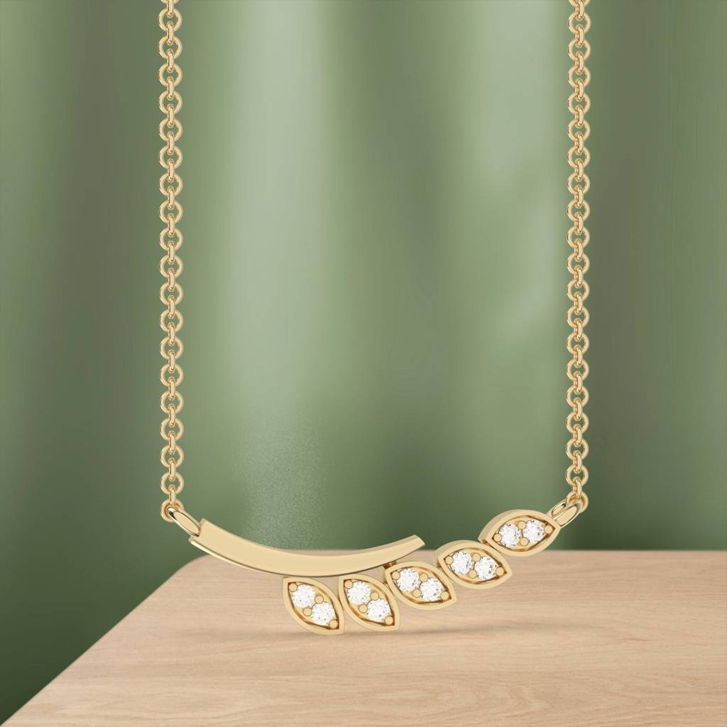 Golden Zircon Bar Necklace : ZLNKL-1004Y