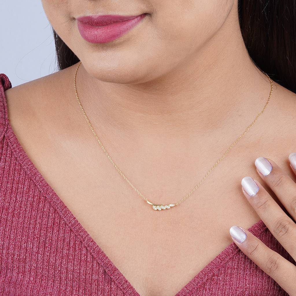 Golden Zircon Bar Necklace : ZLNKL-1004Y