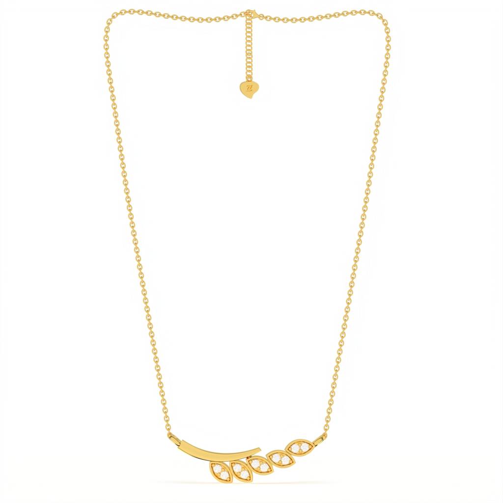 Golden Zircon Bar Necklace : ZLNKL-1004Y