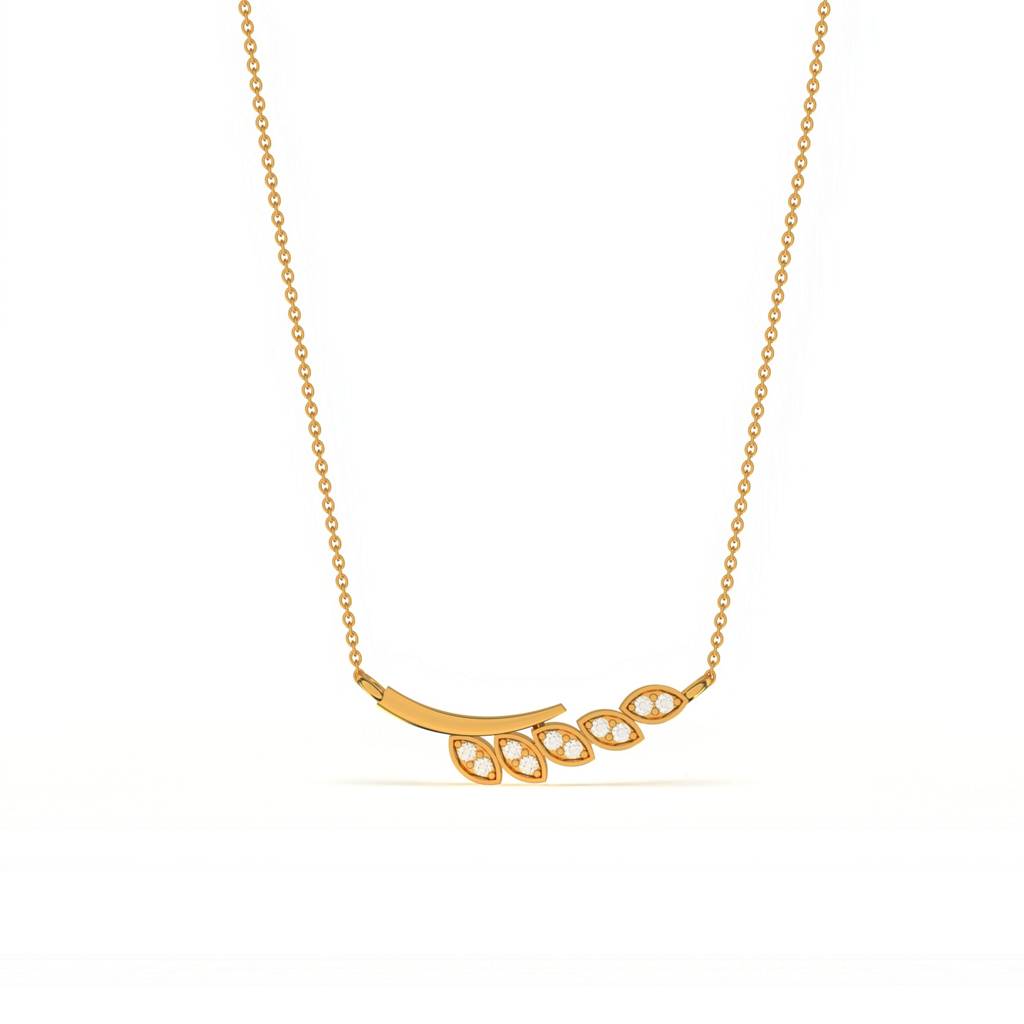 Golden Zircon Bar Necklace : ZLNKL-1004Y