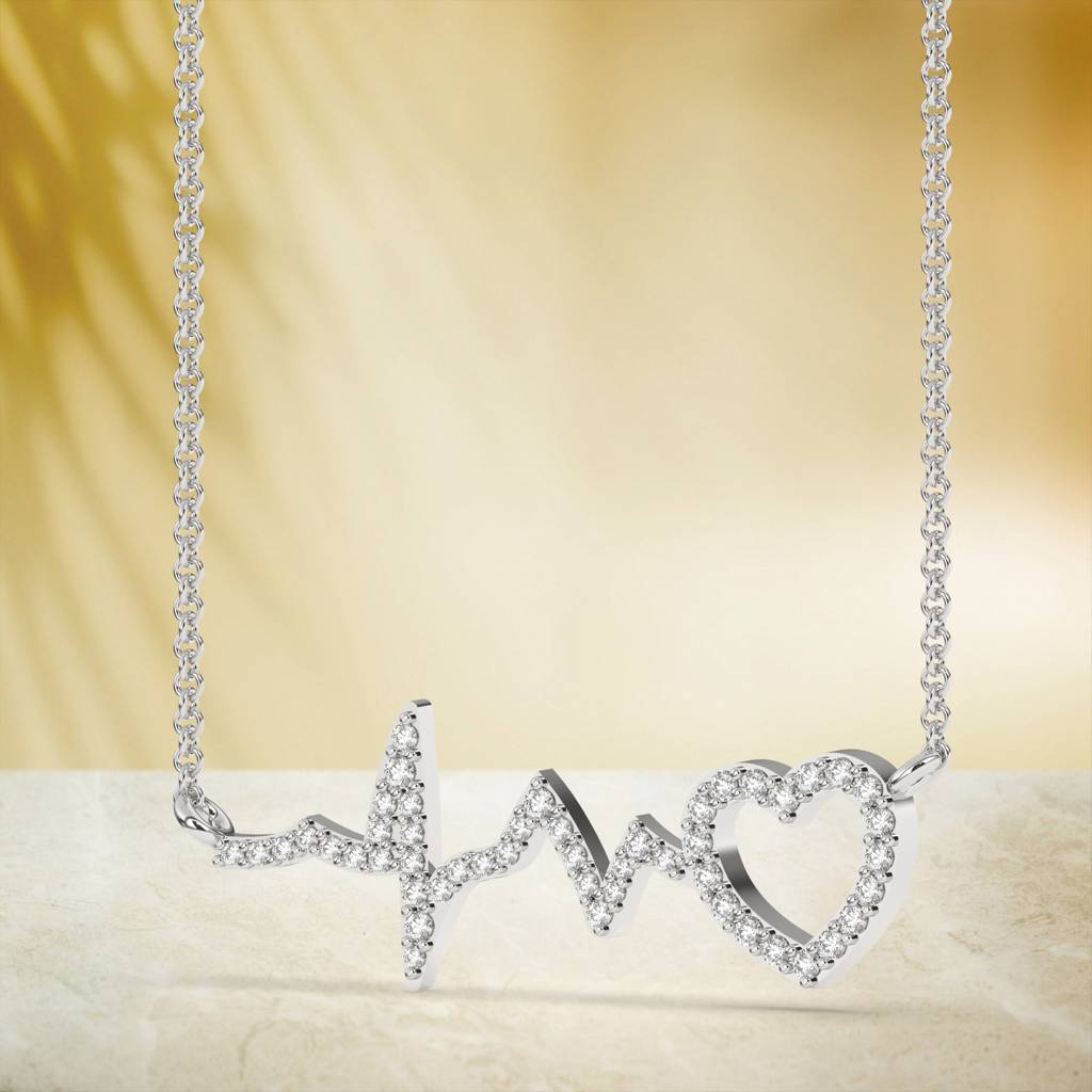 Silver Zircon Heartbeat Necklace : ZLNKL-1005