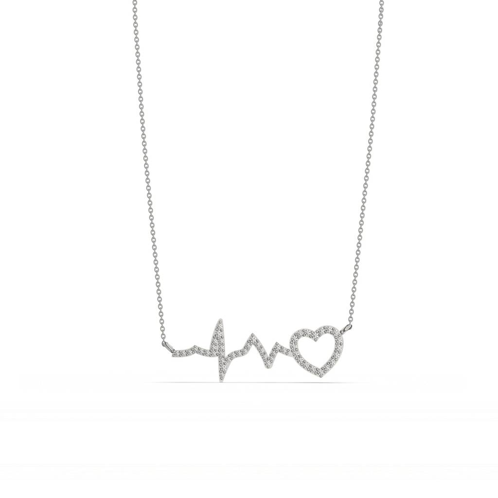 Silver Zircon Heartbeat Necklace : ZLNKL-1005