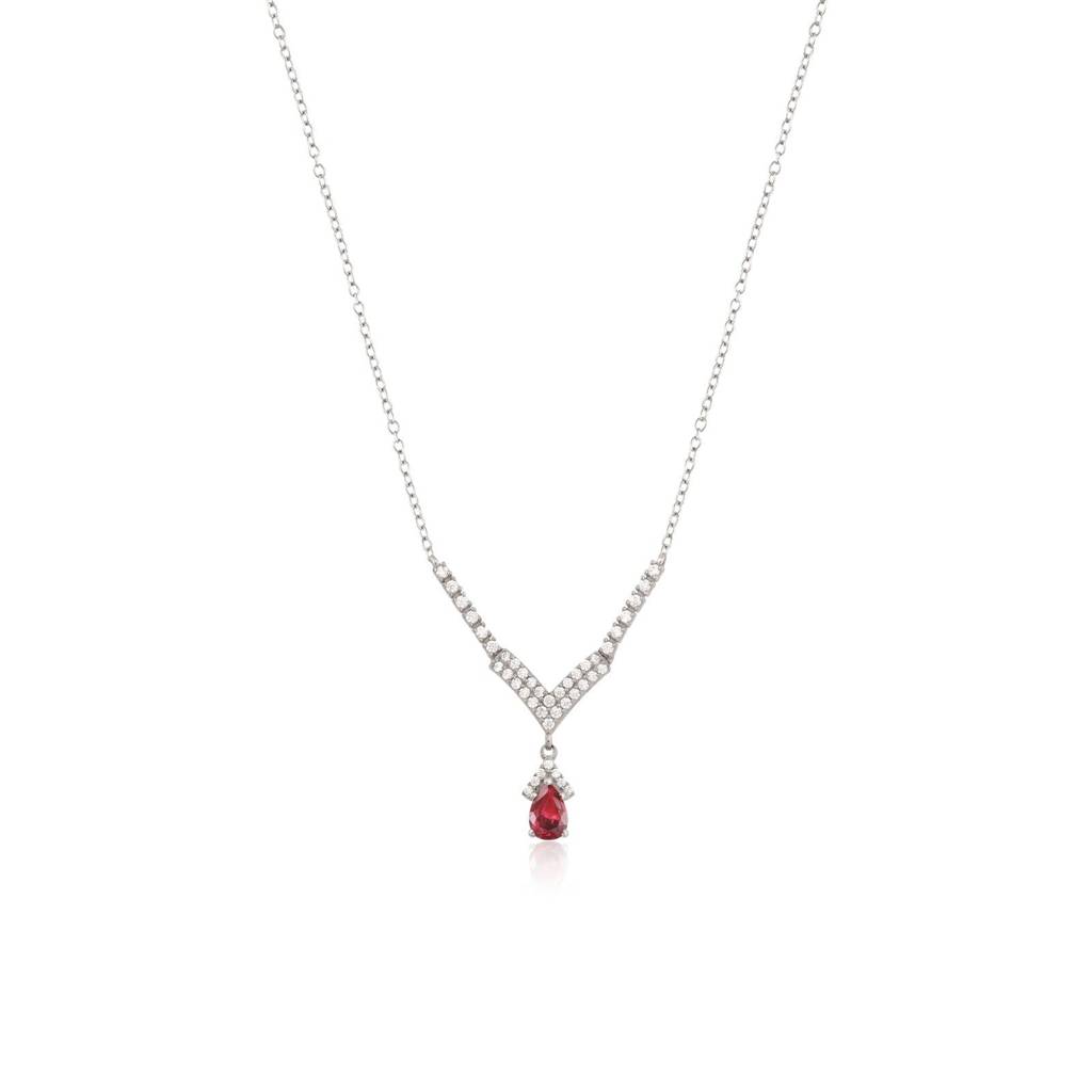 Silver Romantique Curved Drop Necklace : ZLNKL-1006