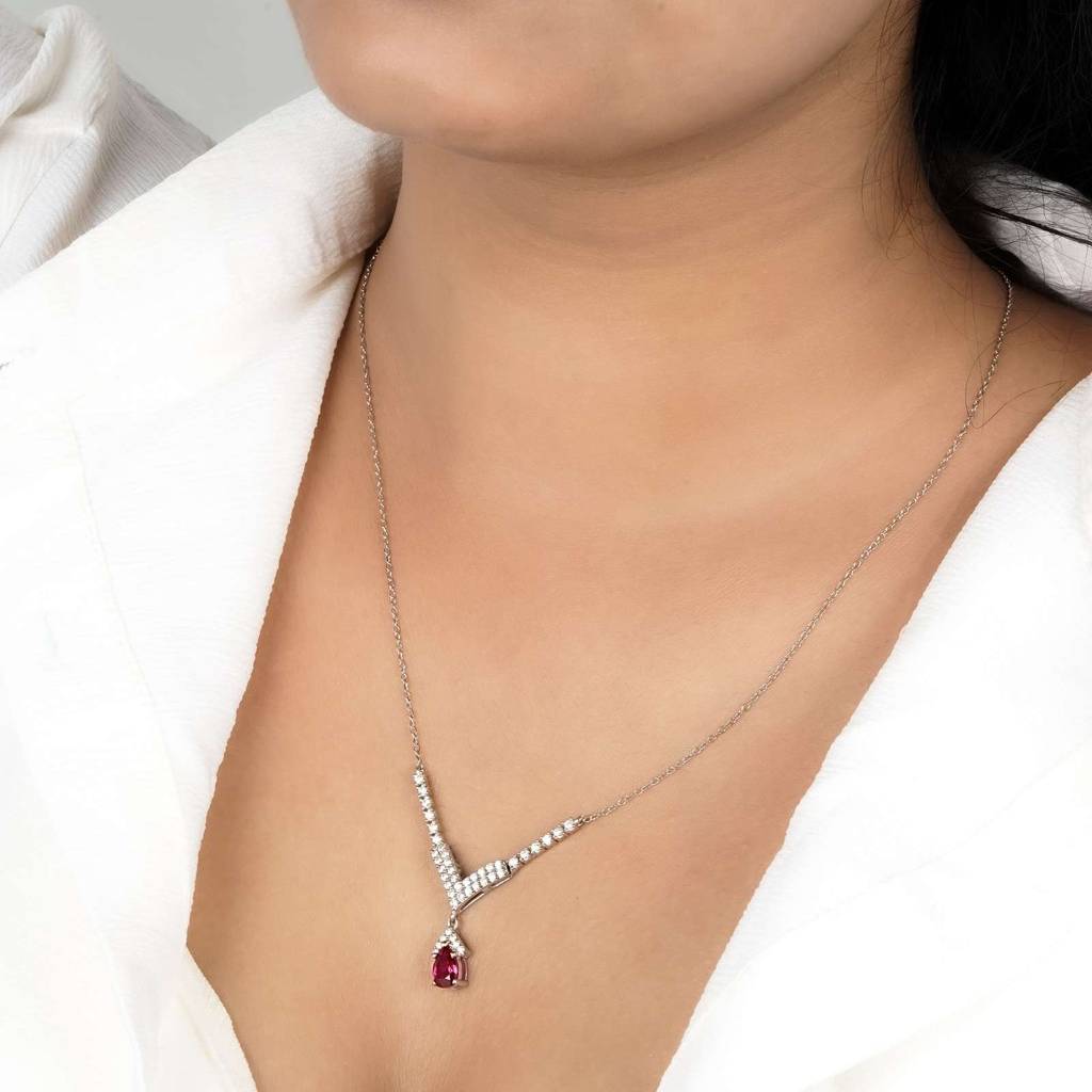 Silver Romantique Curved Drop Necklace : ZLNKL-1006