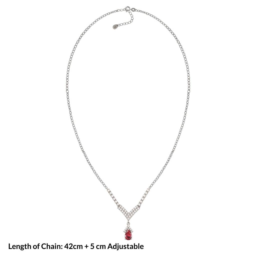 Silver Romantique Curved Drop Necklace : ZLNKL-1006